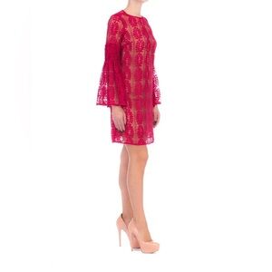Michael Kors NWT Red Floral Lace Bell Sleeve Short Dress Sz XL